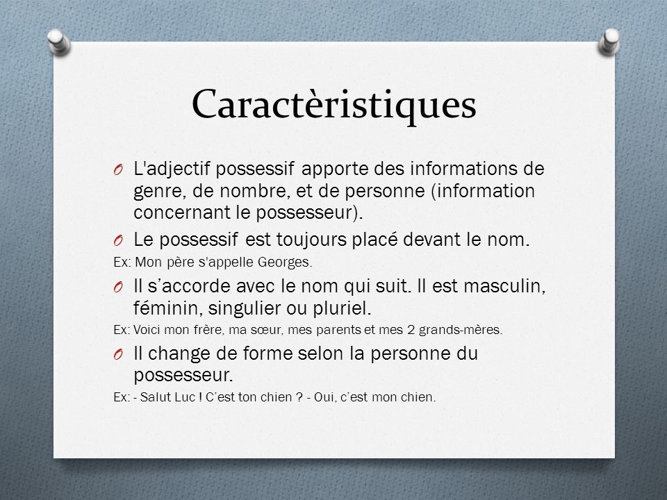 Les Adjectifs Possessifs ppt video online t l charger